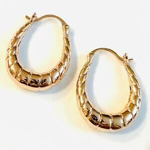 Embossed Rose Gold Hoop Earrings